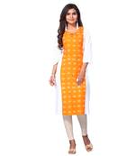 Orange printed rayon kurtas-and-kurtis