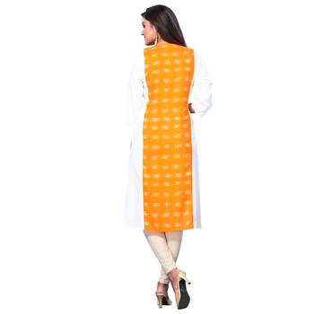 Orange printed rayon kurtas-and-kurtis 2