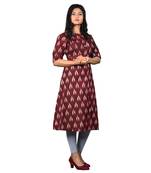 Red printed cotton kurtas-and-kurtis