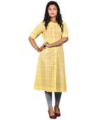 Yellow printed cotton kurtas-and-kurtis