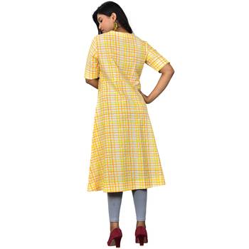 Yellow printed cotton kurtas-and-kurtis 2