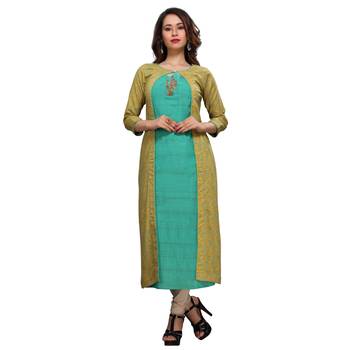 Green embroidered rayon kurtas-and-kurtis 1