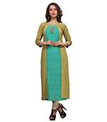 Green embroidered rayon kurtas-and-kurtis