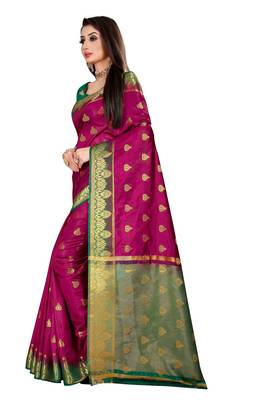 Pink woven pure silk saree with blouse 2