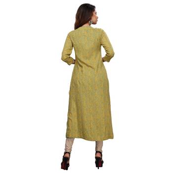 Green embroidered rayon kurtas-and-kurtis 2