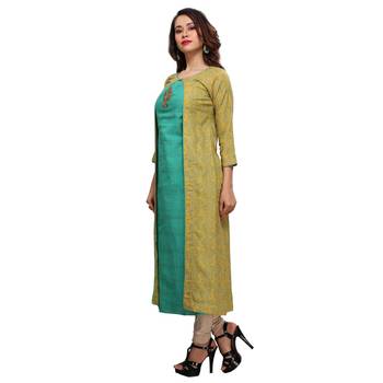 Green embroidered rayon kurtas-and-kurtis 4
