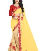 Yellow Embroidered Georgette Saree With Blouse