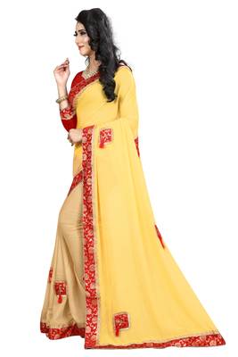 Yellow Embroidered Georgette Saree With Blouse 2