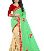 Green Embroidered Georgette Saree With Blouse