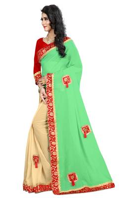Green Embroidered Georgette Saree With Blouse 2