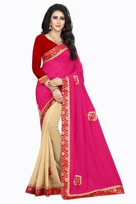 Pink Embroidered Georgette Saree With Blouse 1