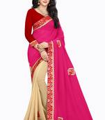 Pink Embroidered Georgette Saree With Blouse