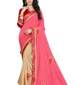 Pink Embroidered Georgette Saree With Blouse