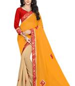 Yellow Embroidered Georgette Saree With Blouse