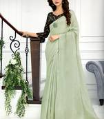 Green Woven Linen Saree With Blouse