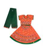 Orange Bandhej Embroidered Girls Chaniya Choli
