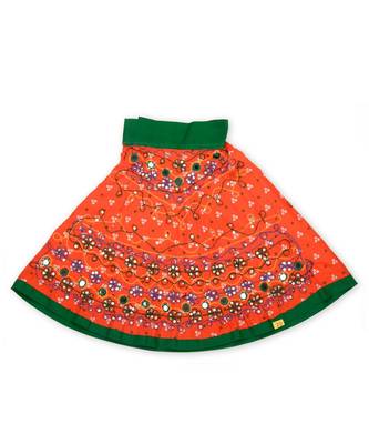 Orange Bandhej Embroidered Girls Chaniya Choli 2
