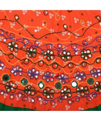 Orange Bandhej Embroidered Girls Chaniya Choli 3