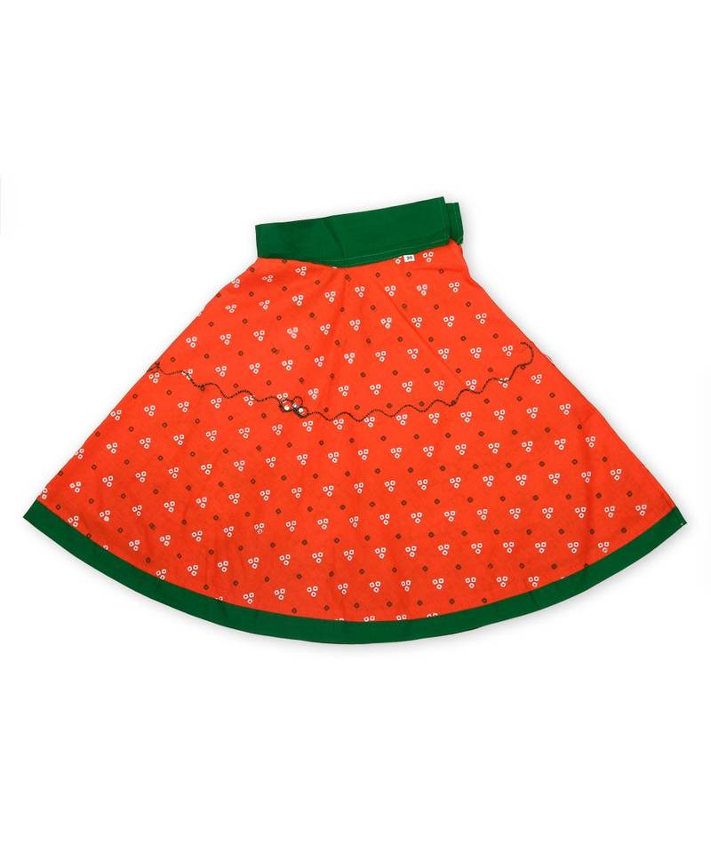 Orange Bandhej Embroidered Girls Chaniya Choli