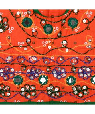 Orange Bandhej Embroidered Girls Chaniya Choli 7