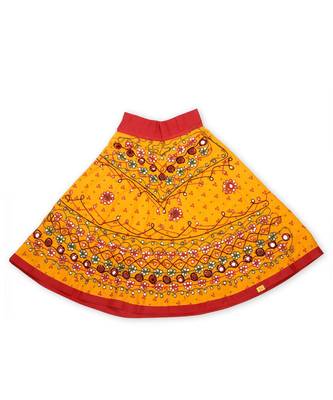 Yellow Bandhej Embroidered Girls Chaniya Choli 3