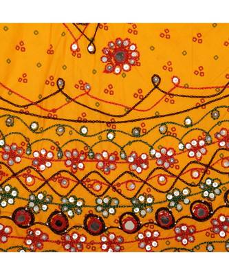 Yellow Bandhej Embroidered Girls Chaniya Choli 4
