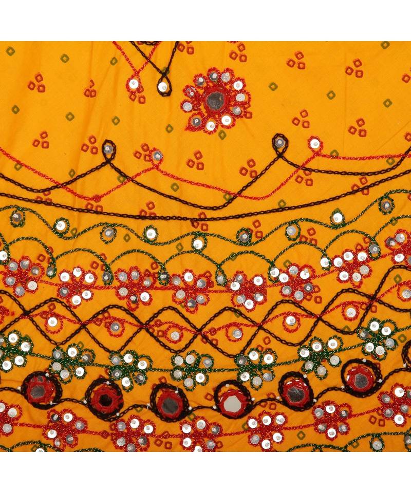Yellow Bandhej Embroidered Girls Chaniya Choli