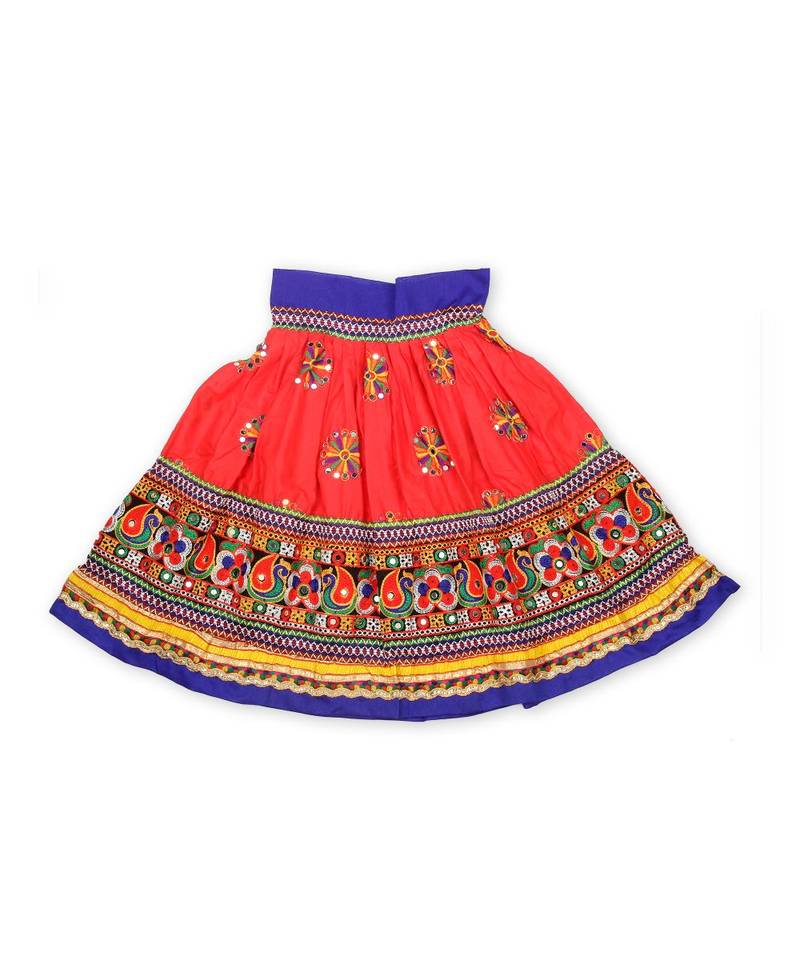 Red Kutchi Flower Embroidery Chaniya Choli