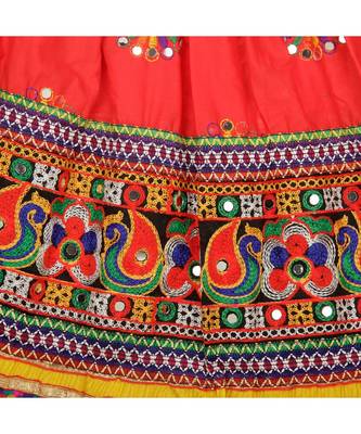 Red Kutchi Flower Embroidery Chaniya Choli 3
