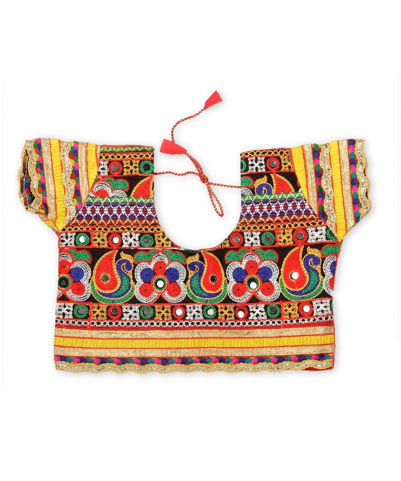 Red Kutchi Flower Embroidery Chaniya Choli