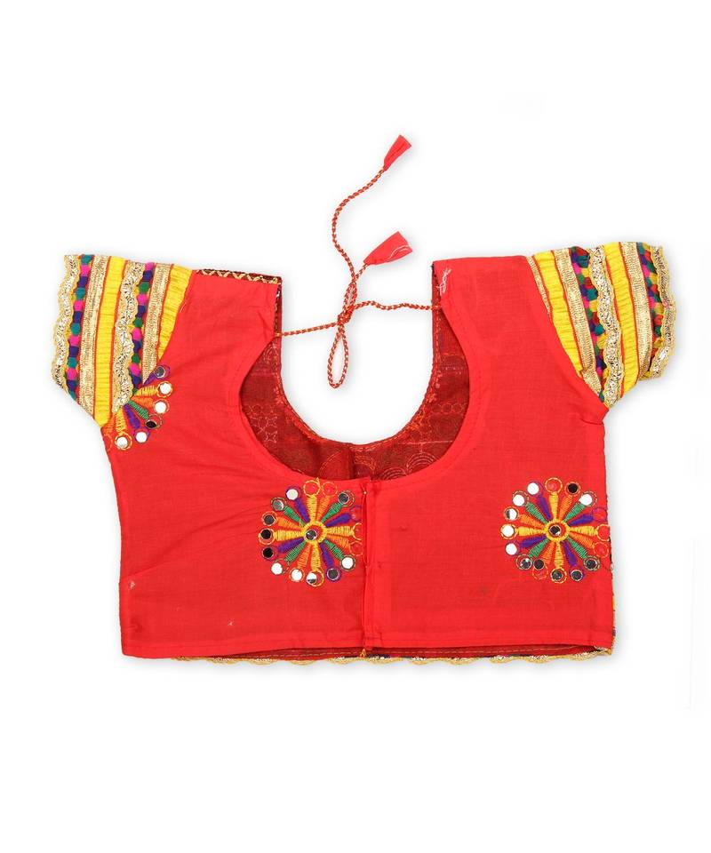 Red Kutchi Flower Embroidery Chaniya Choli