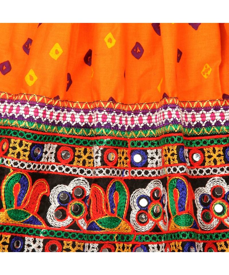 Orange Bandhani Print Chaniya Choli