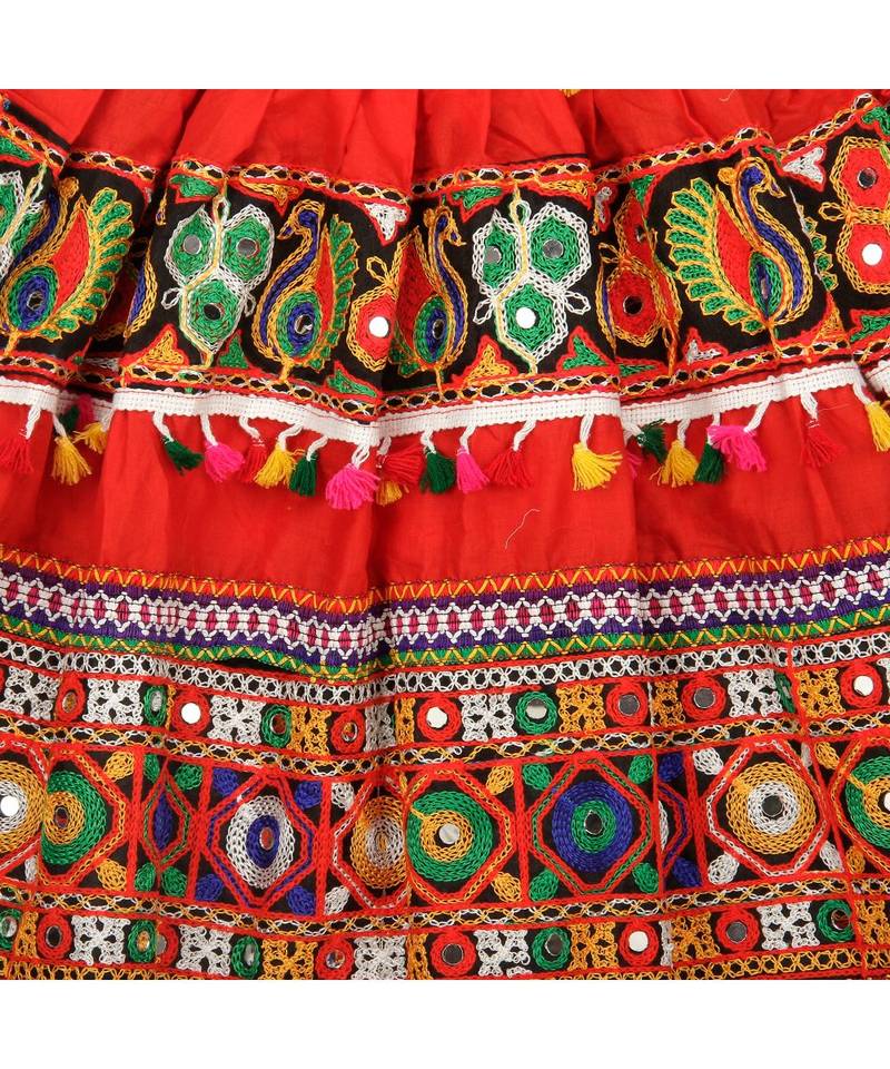 Red Kutchi Embroidery Chaniya Choli