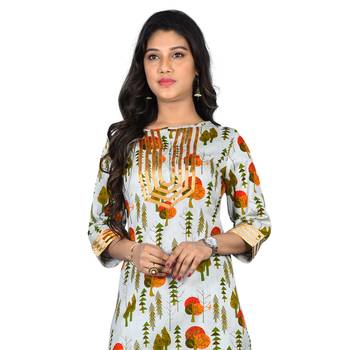 Women's Ivory Printed Kurta-Palazzo set 4