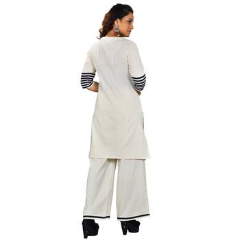 Women's Khadi Kurta-Palazzo with Blue pippings 2