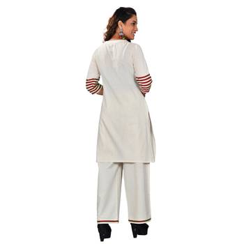 Women's Khadi Kurta-Palazzo with Red pippings 2