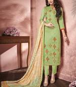 Sea Green Satin Party Wear Salwar Kameez