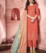 Orange Satin Party Wear Salwar Kameez