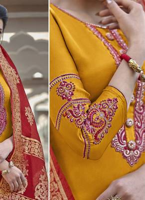 Yellow Georgette Party Wear Salwar Kameez 3