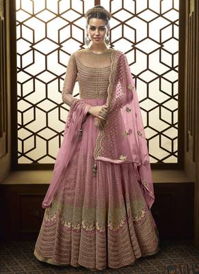 Pink Net Wedding Salwar Kameez 1