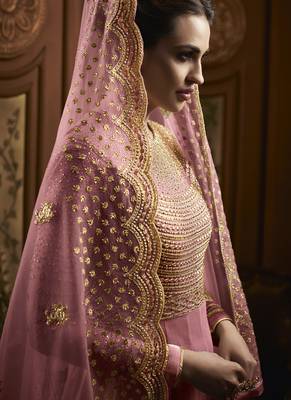 Pink Net Wedding Salwar Kameez 2