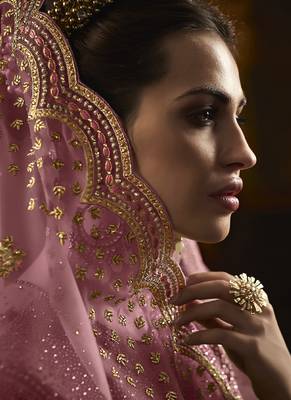 Pink Net Wedding Salwar Kameez 3