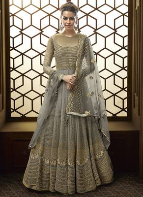 Grey Net Wedding Salwar Kameez 1