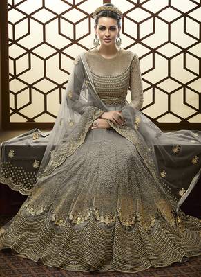 Grey Net Wedding Salwar Kameez 2