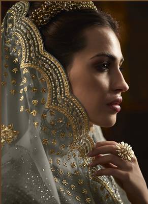 Grey Net Wedding Salwar Kameez 3