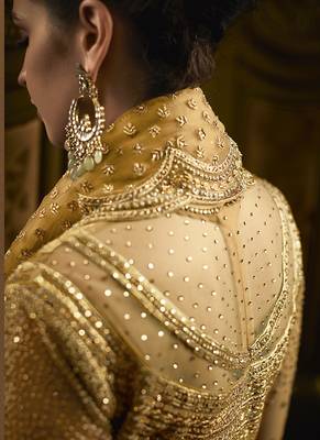Yellow Embroidered Net Semi Stitched Anarkali With Dupatta 2