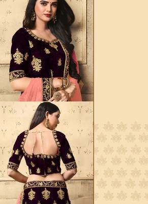 Dark Brown Heavy Embroidery Velvet Lehenga 2