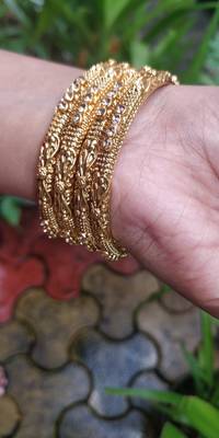 Gold Plated Stone Studded Bangles Set Of 4 4