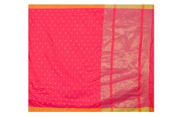 Pink Woven Cotton Silk Saree With Blouse 5