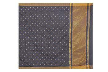 Dark Grey Woven Cotton Silk Saree With Blouse 5